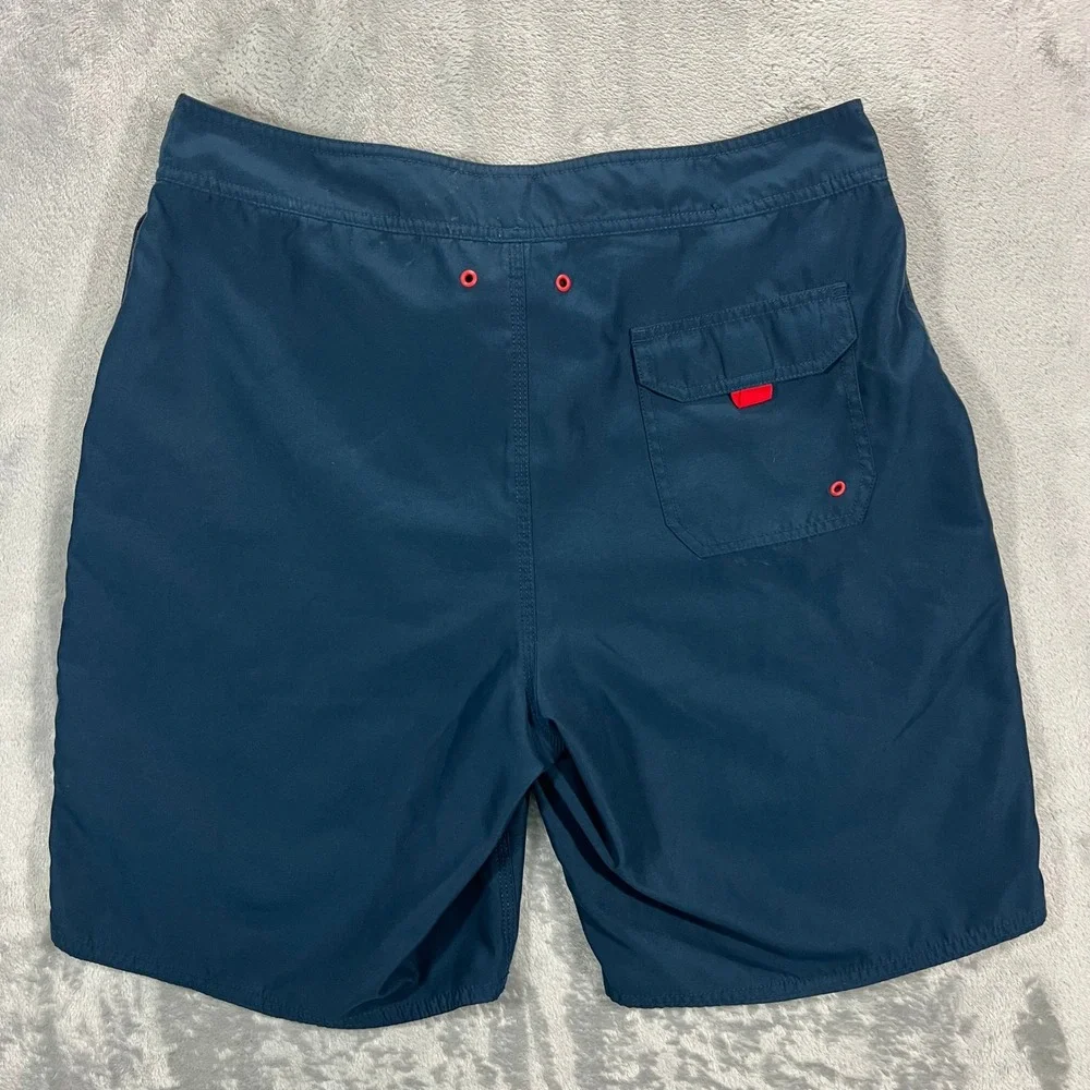 BONOBOS Board Shorts Swimwear Men 34 Navy Blue Solid Lace Up Beach Trunks Pool